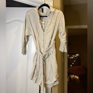 Zara Cream belted Mini Dress